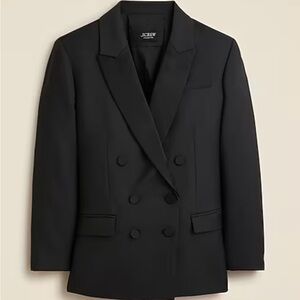 J. Crew Black Collection double-breasted blazer Italian tuxedo wool Size 12